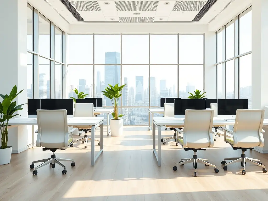 A contemporary office space in Lagos Business Hub, featuring open-plan layouts, state-of-the-art facilities, and a vibrant business environment, highlighting SAUD Group's commercial property offerings.